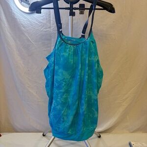 Free Country Bathing Suit Top Women's 2XL (20/22) Blue Tie Dye Molded Cups
